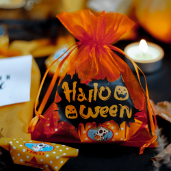 Woreczki Halloween z organzy 12 x 15 cm - mix wzorów i kolorów Średnie woreczki