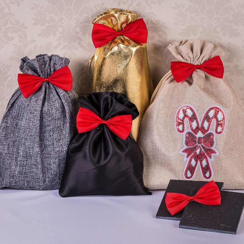 Red bows for advent bags