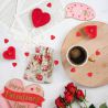 Woreczki à la lniane z nadrukiem 11 x 14 cm - naturalne / róże Walentynki