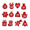 Numery samoprzylepne 1-24 - czerwone MIX Boże Narodzenie