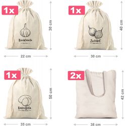 À la lniane worki na warzywa (3 szt.) i bawełniane torby na zakupy (2 szt.) Life hacks - sprytne pomysły