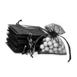 Woreczki z organzy 5 x 7 cm - czarne Pierwsza Komunia Święta