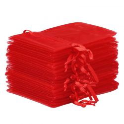 Woreczki z organzy 10 x 13 cm - czerwone Lawenda i susz zapachowy