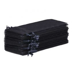 Woreczki z organzy 11 x 20 cm - czarne Woreczki czarne
