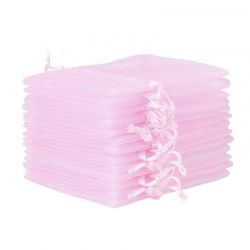 Woreczki z organzy 12 x 15 cm - różowe jasne Lawenda i susz zapachowy