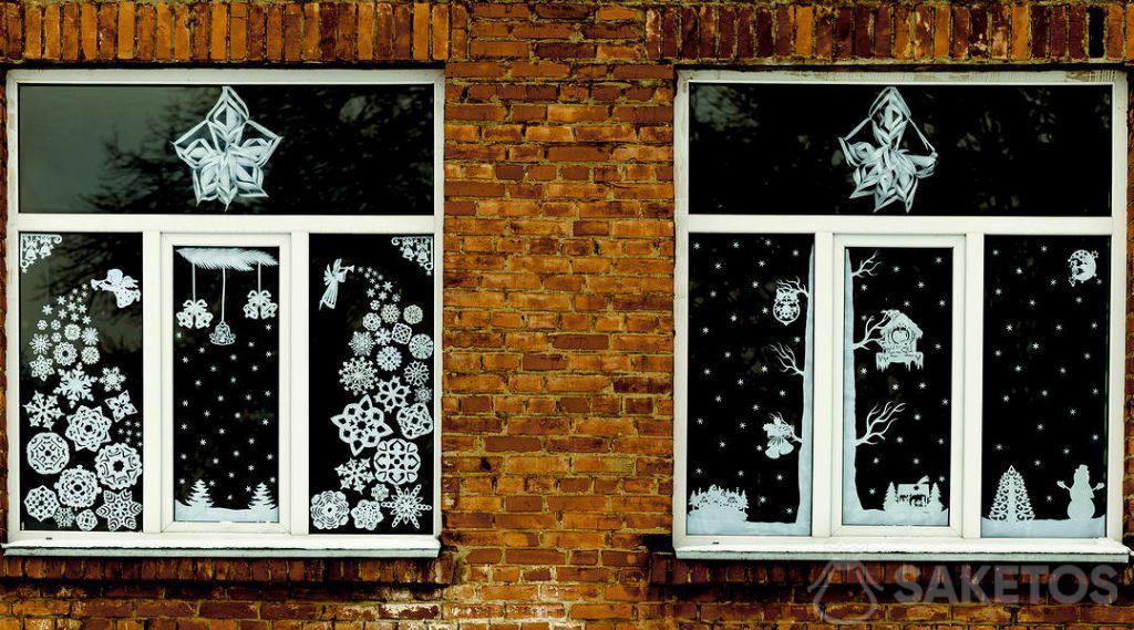 Dekoracje zimowe na okna w przedszkolu