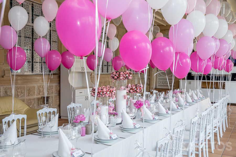 Dekoracja na roczek - różowe balony