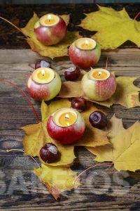 Jesienny świecznik DIY z jabłek