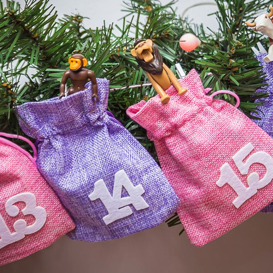 Colorful advent gift bags