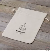 Worek à la lniany z nadrukiem 22 x 30 cm - na czosnek (DE) Ogród i rośliny domowe