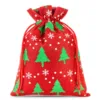 Woreczki jutowe z nadrukiem 12 x 15 cm - czerwone / choinka Woreczki na Boże Narodzenie