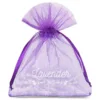 Woreczki z organzy 10 x 13 cm - fioletowe ciemne z nadrukiem (lawenda) / 2 Woreczki fioletowe ciemne