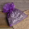 Woreczki z organzy 10 x 13 cm - fioletowe ciemne z nadrukiem (lawenda) Life hacks - sprytne pomysły
