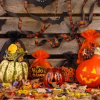 Woreczki Halloween z organzy 12 x 15 cm - mix wzorów i kolorów Halloween