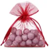 Woreczki z organzy 11 x 14 cm - bordowe Małe woreczki 11x14 cm