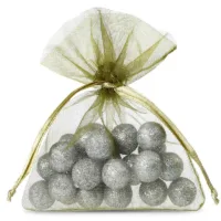 Woreczki z organzy 9 x 12 cm - oliwkowe Woreczki na ślub