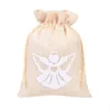Woreczki jutowe 18 x 24 cm - biały aniołek Woreczki na Boże Narodzenie