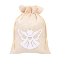 Woreczki jutowe 18 x 24 cm - biały aniołek Woreczki na Boże Narodzenie