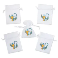 Woreczki z organzy 10 x 13 cm białe z nadrukiem Dla dzieci