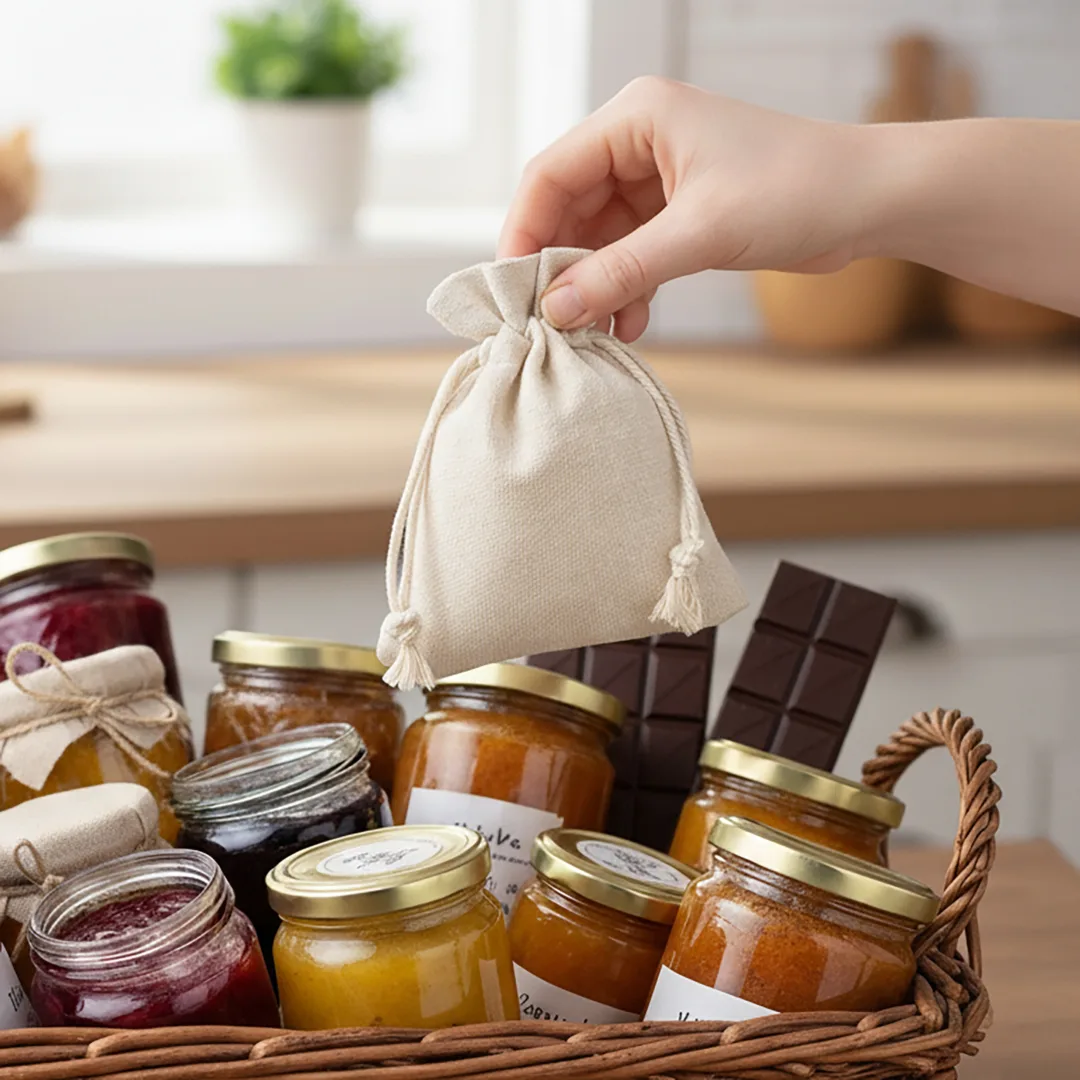 Woreczki lniane w małym rozmiarze idealne na prezenty, słoiczki i konfitury 