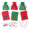 Kalendarz adwentowy woreczki jutowe 12 x 15 cm - zielone i czerwone + czerwone i zielone numery Woreczki na Boże Narodzenie