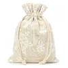 Woreczki à la lniane z nadrukiem 15 x 20 cm - naturalne / śnieg Woreczki na Boże Narodzenie