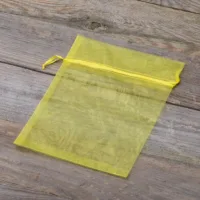 Woreczki z organzy 15 x 20 cm - żółte Wielkanoc