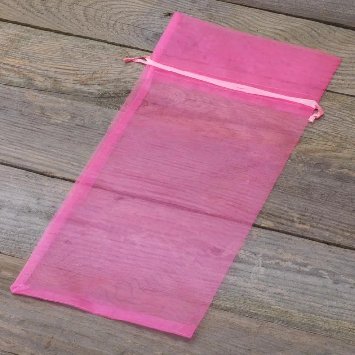 Woreczki z organzy 15 x 33 cm - różowe Walentynki