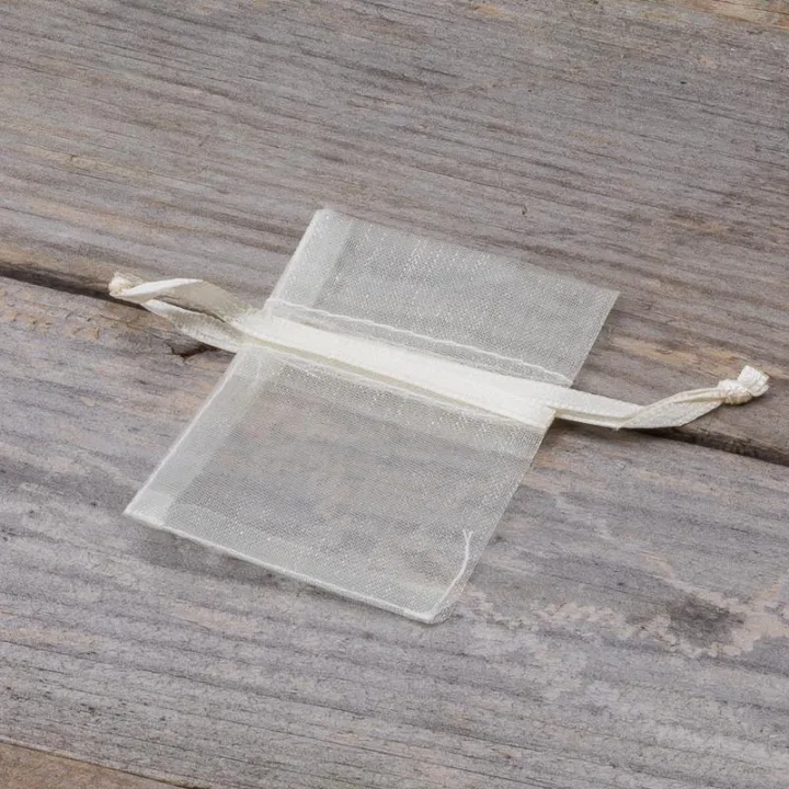 Woreczki z organzy 5 x 7 cm - ecru Woreczki na Wielkanoc