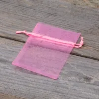 Woreczki z organzy 6 x 8 cm - różowe Walentynki