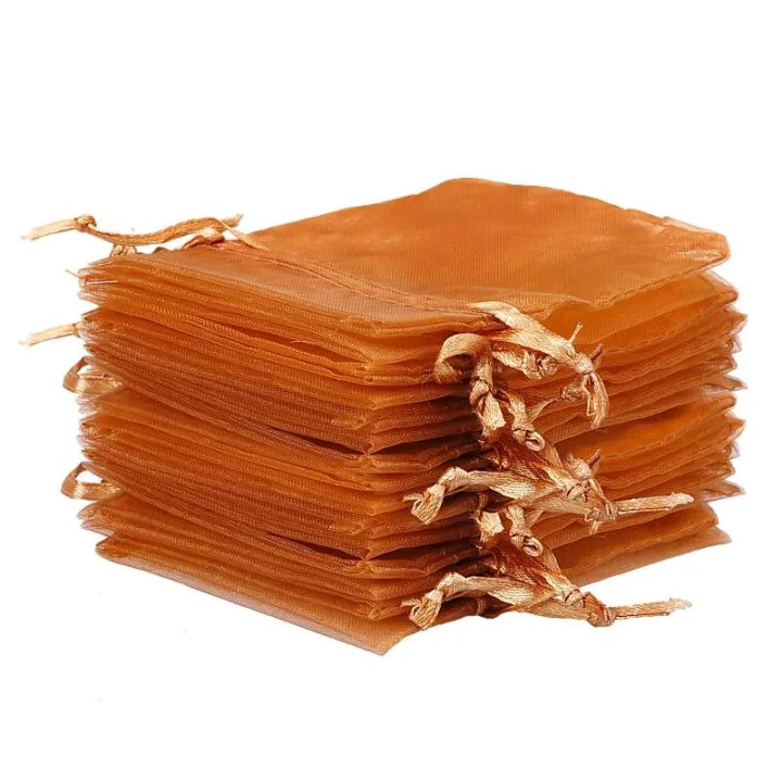 Woreczki z organzy 8 x 10 cm - brązowe ciemne Małe woreczki 8x10 cm