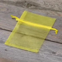 Woreczki z organzy 9 x 12 cm - żółte Wielkanoc