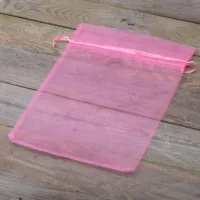 Worki z organzy 22 x 30 cm - różowe Duże worki 22x30 cm