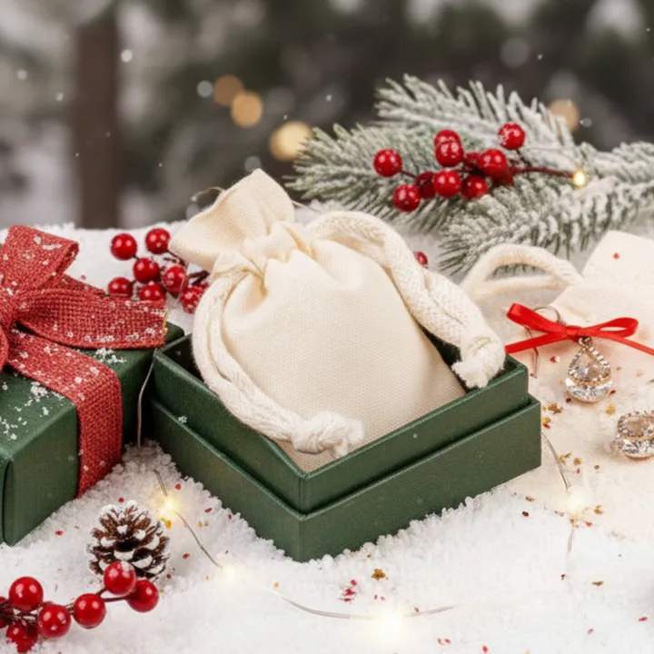 Bawełniane woreczki świąteczne