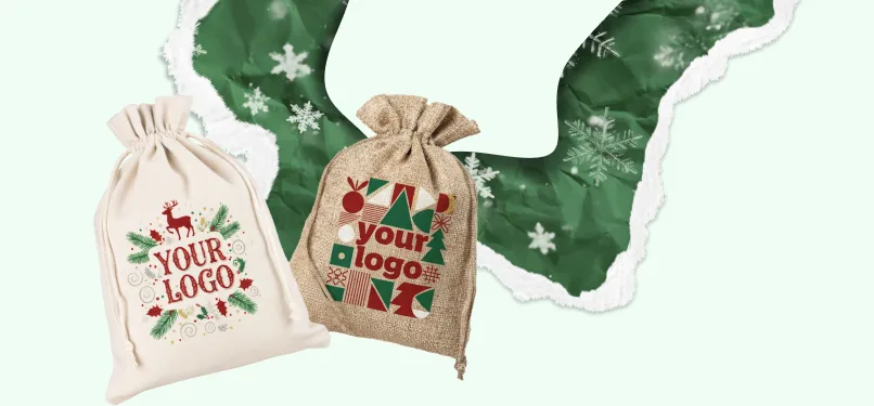 Świąteczne woreczki z logo firmy