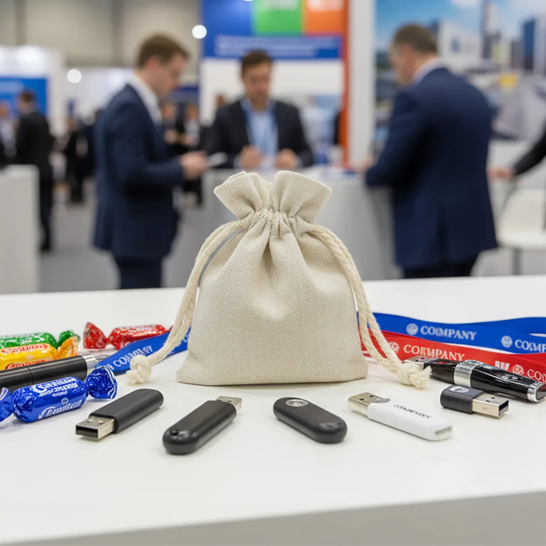 Woreczki lniane jako opakowanie firmowe na gadżety reklamowe