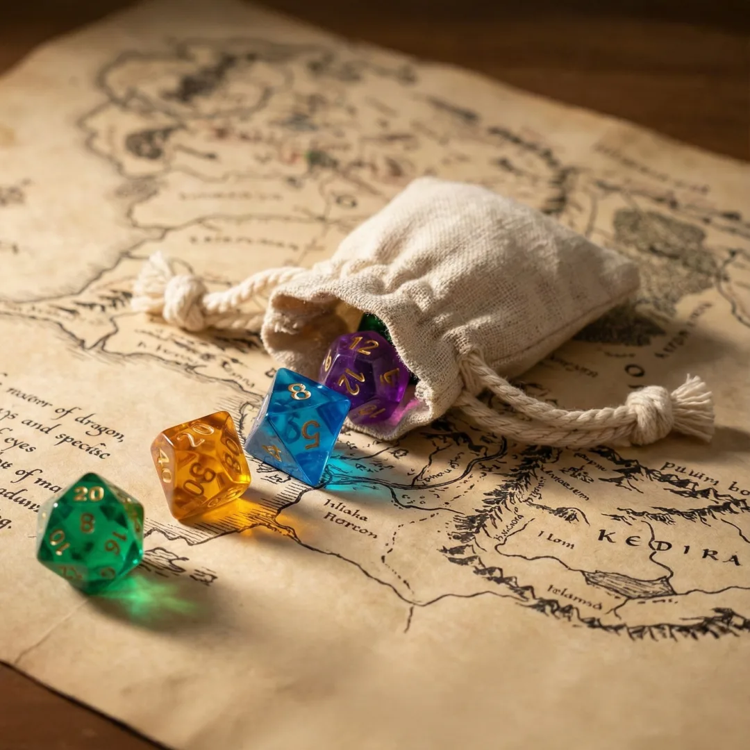 Woreczki lniane na kości do planszowej gry RPG