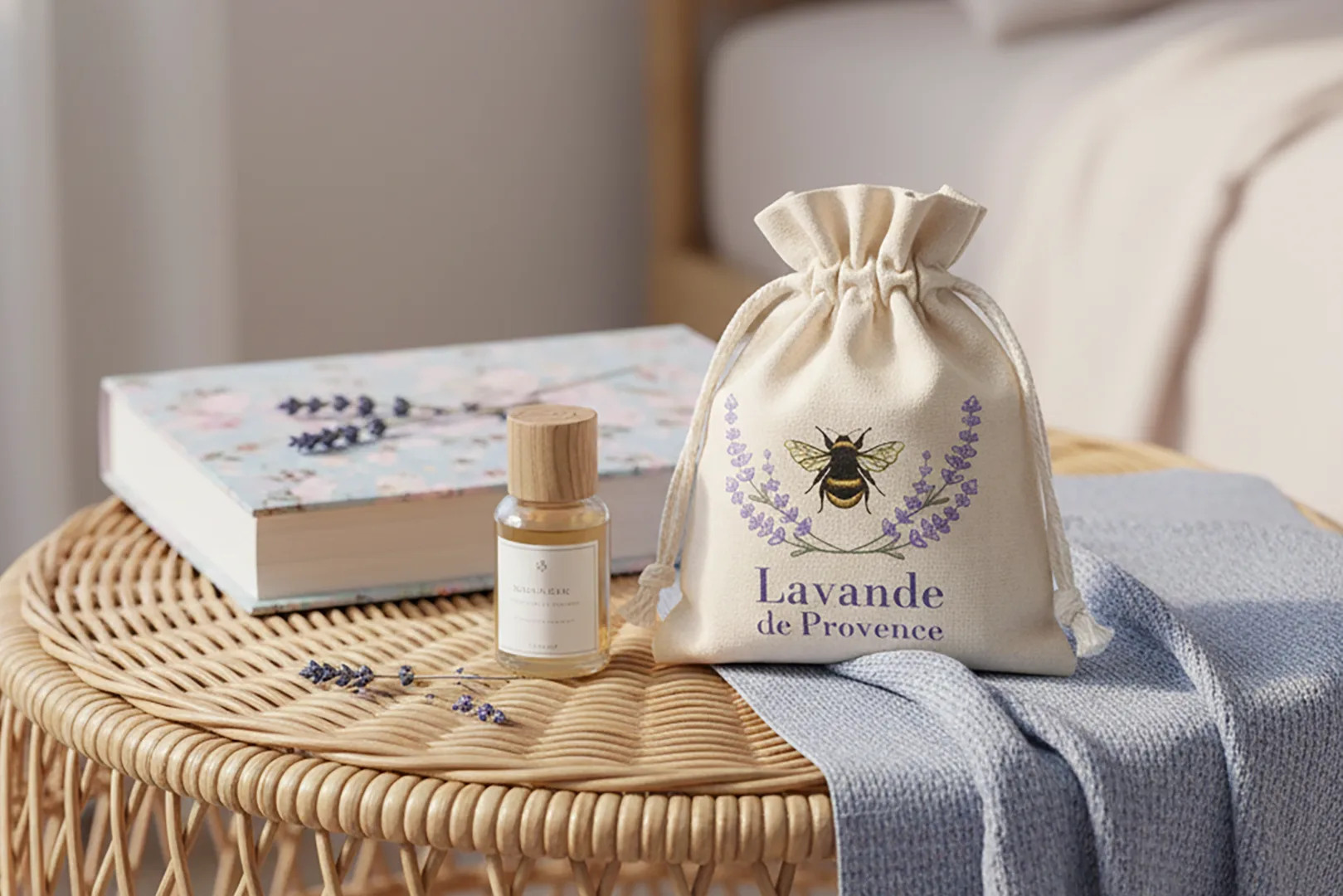 Woreczki z suszem lawendowym jako pillow gifts lub element welcome box dla gości hotelowych - pomysł dla branży lawendowej gdzie sprzedawać lawendę