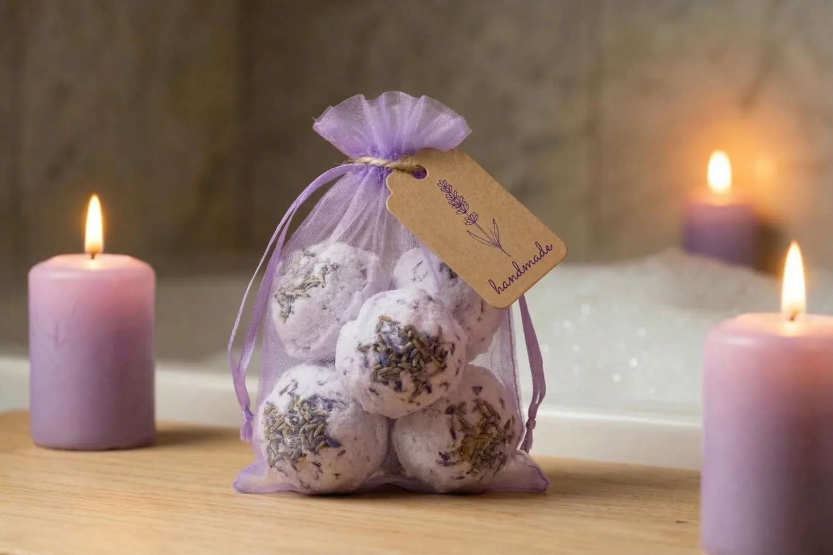 Woreczek z organzy na kule zapachowe i inne produkty z lawendą