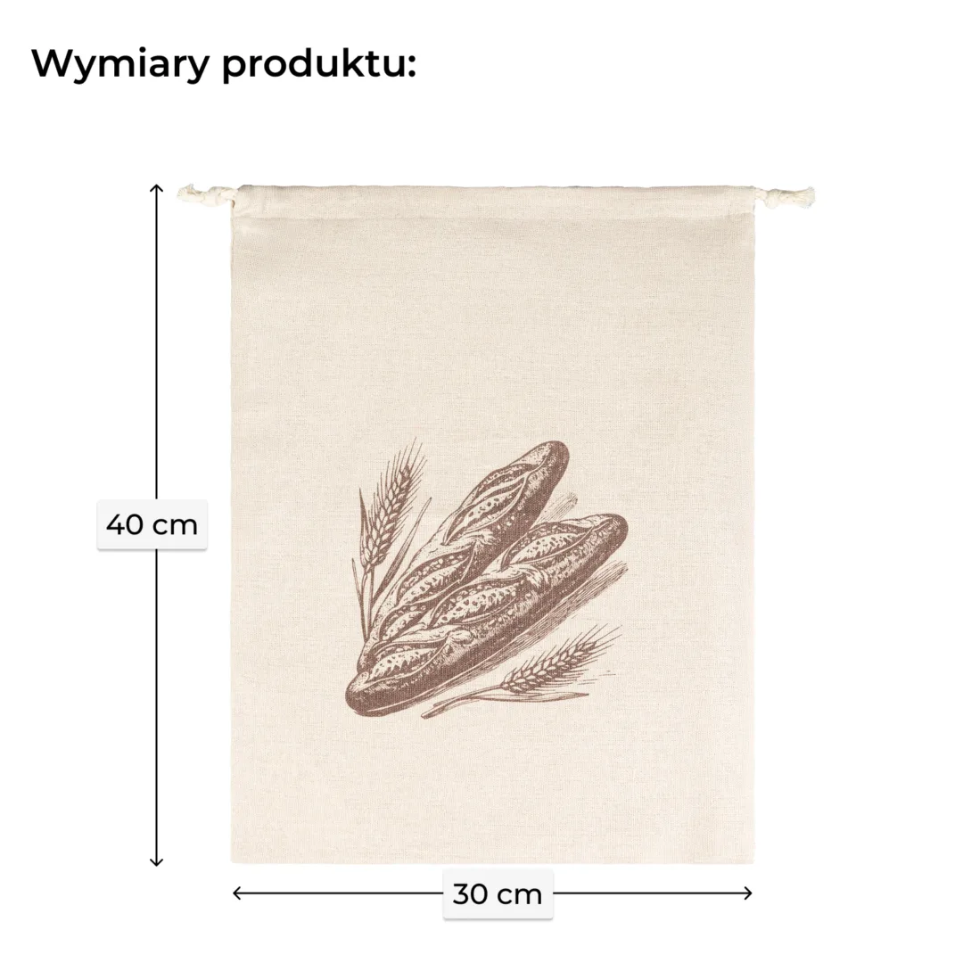 Wielorazowy worek na chleb i pieczywo 30x40 cm z powłoką TPU chroniący chleb
