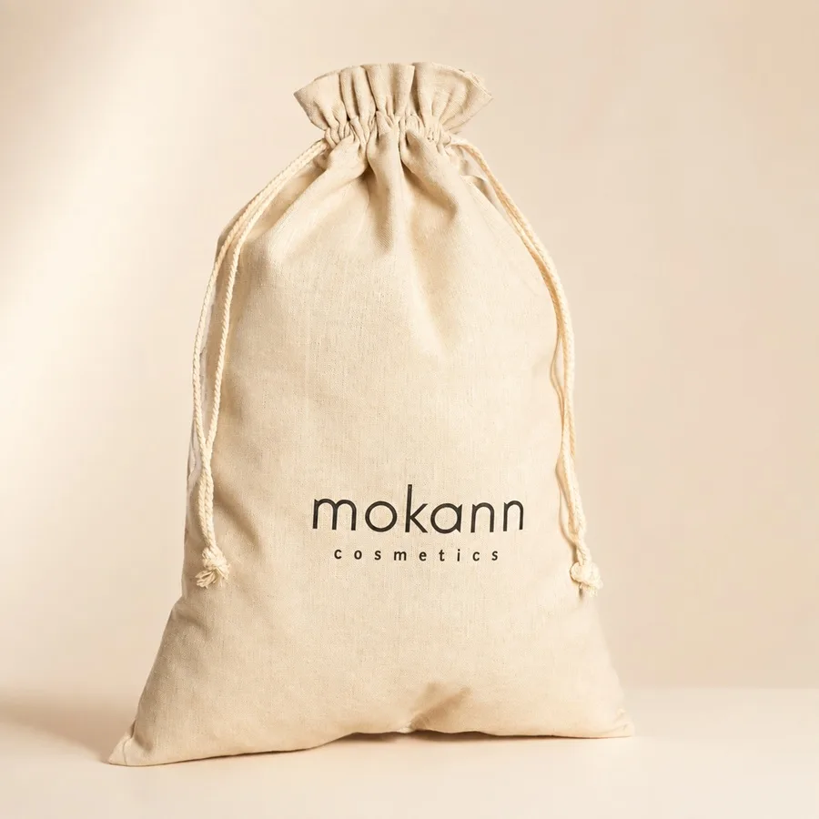 Worek z logo mokann - personalizowany nadruk na worku materiałowym