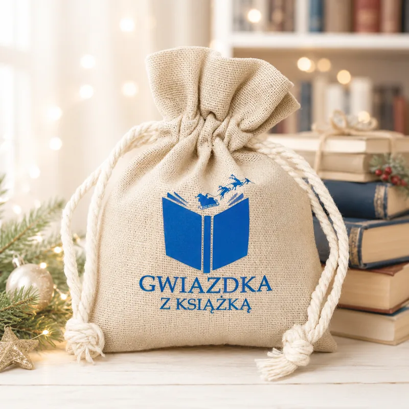 Świąteczny woreczek z logo - opakowanie na gadżety świąteczne